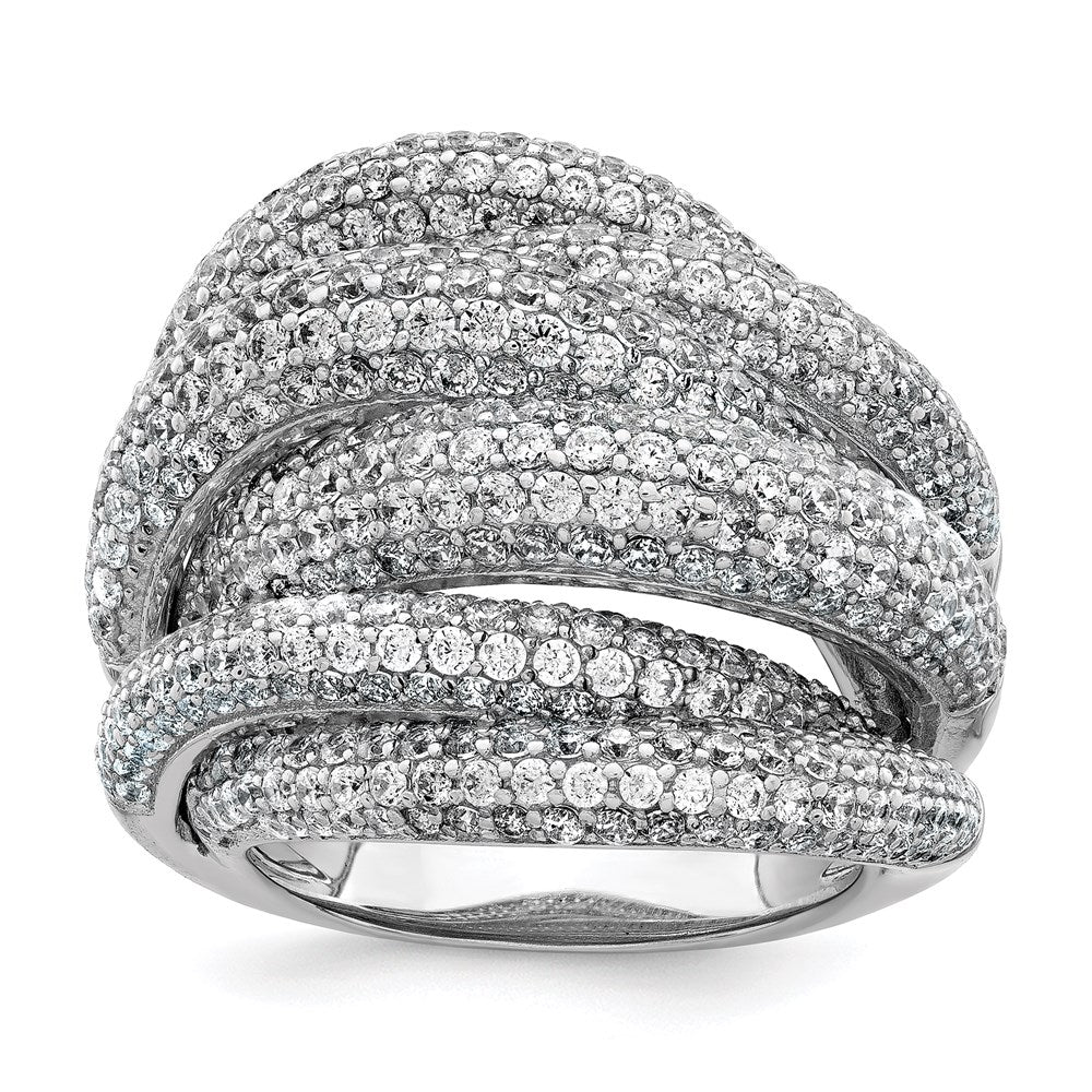Sterling Silver Shimmer Rhodium Plated 536 Stone Pav‚Äö Cz Ring