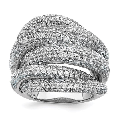 Sterling Silver Shimmer Rhodium Plated 536 Stone Pav‚Äö Cz Ring