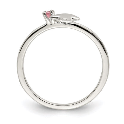Sterling Silver Polished Pink Cz & Star Children'S Ring