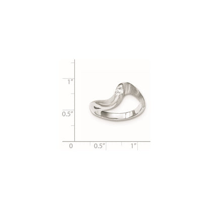 Sterling Silver Brushed And Polished Cz Ring