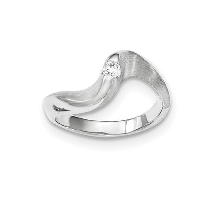 Sterling Silver Brushed And Polished Cz Ring