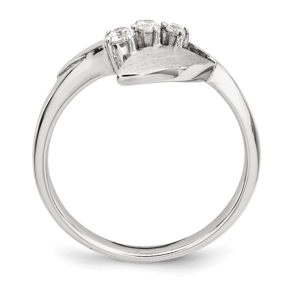 Sterling Silver Polished And Brushed Cz Ring
