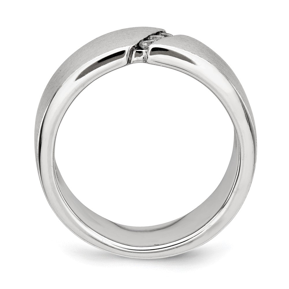 Sterling Silver Brushed Cz Ring