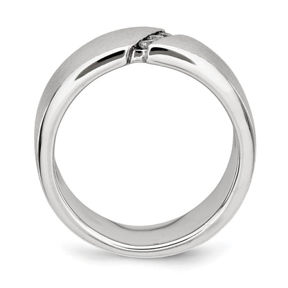 Sterling Silver Brushed Cz Ring