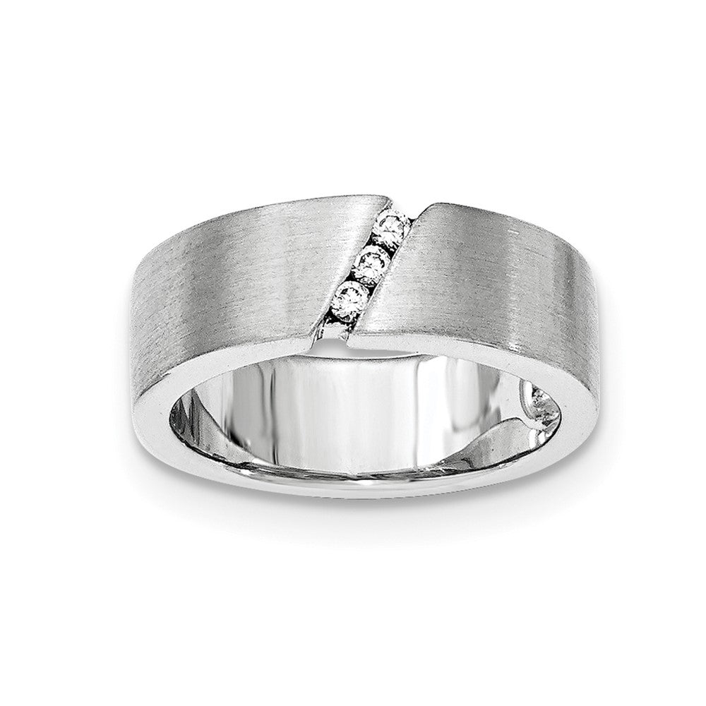 Sterling Silver Brushed Cz Ring