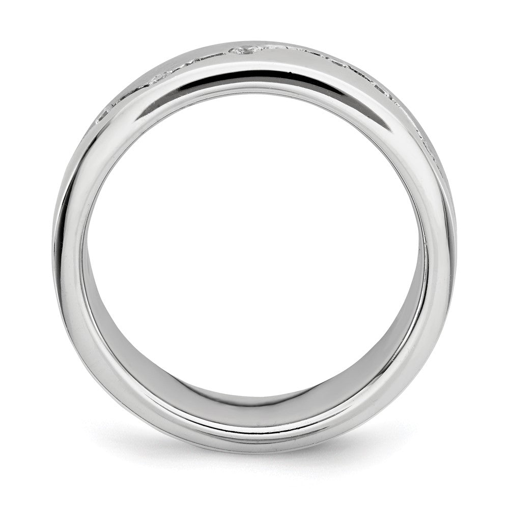 Sterling Silver Brushed And Polished Cz Ring