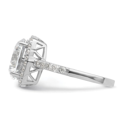 Sterling Silver Rhodium Plated Polished Cz Square Halo Ring