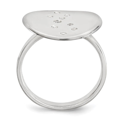 Sterling Silver Polished & Satin Cz Disc Ring