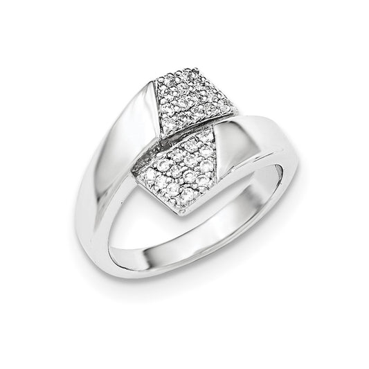 Sterling Silver Rhodium Plated Cz Ring