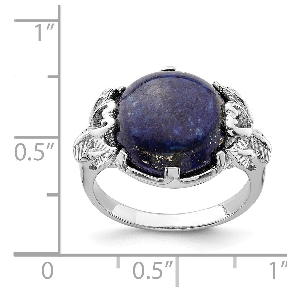 Sterling Silver Rhodium Plated Lapis Lazuli Ring