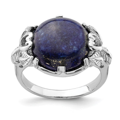 Sterling Silver Rhodium Plated Lapis Lazuli Ring
