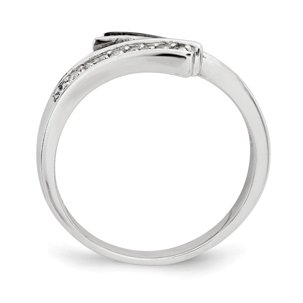 Sterling Silver Polished Cz & Red Glass Stone Ring