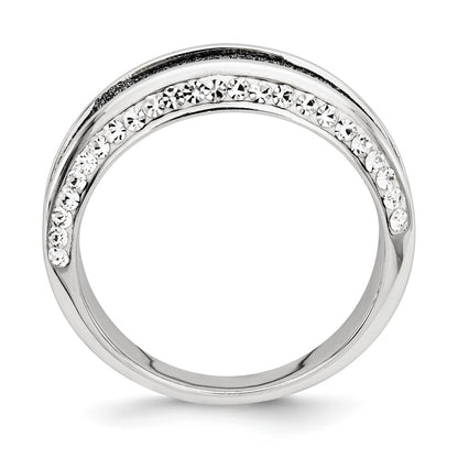 Sterling Silver Crystal Blue Laser Glitter Texture Ring