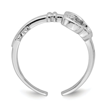Sterling Silver Rhodium Plated Key Toe Ring