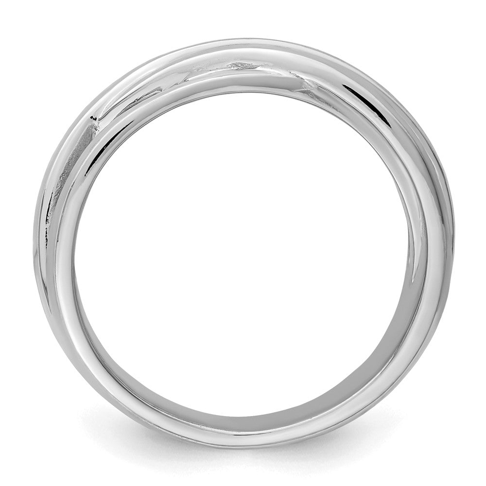 Sterling Silver Rhodium Plated Brushed Ring