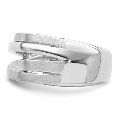 Sterling Silver Rhodium Plated Brushed Ring