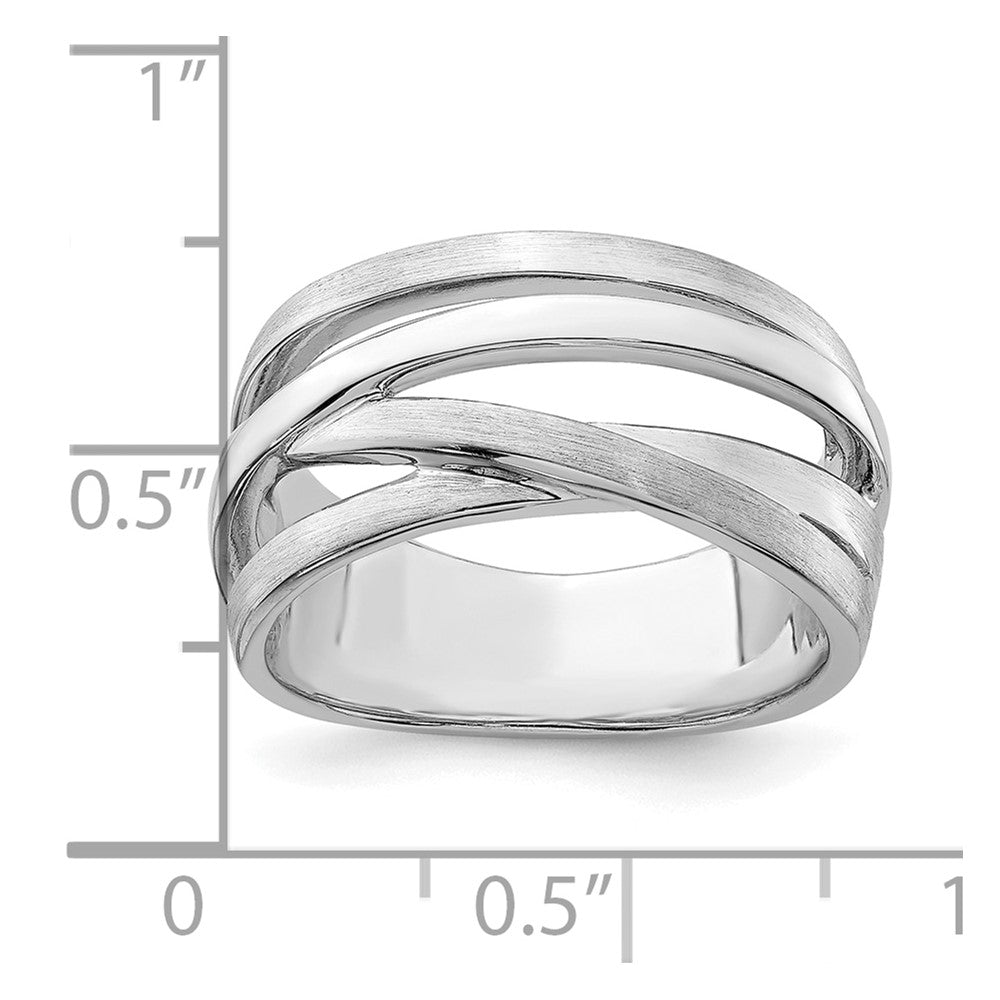 Sterling Silver Rhodium Plated Brushed Ring