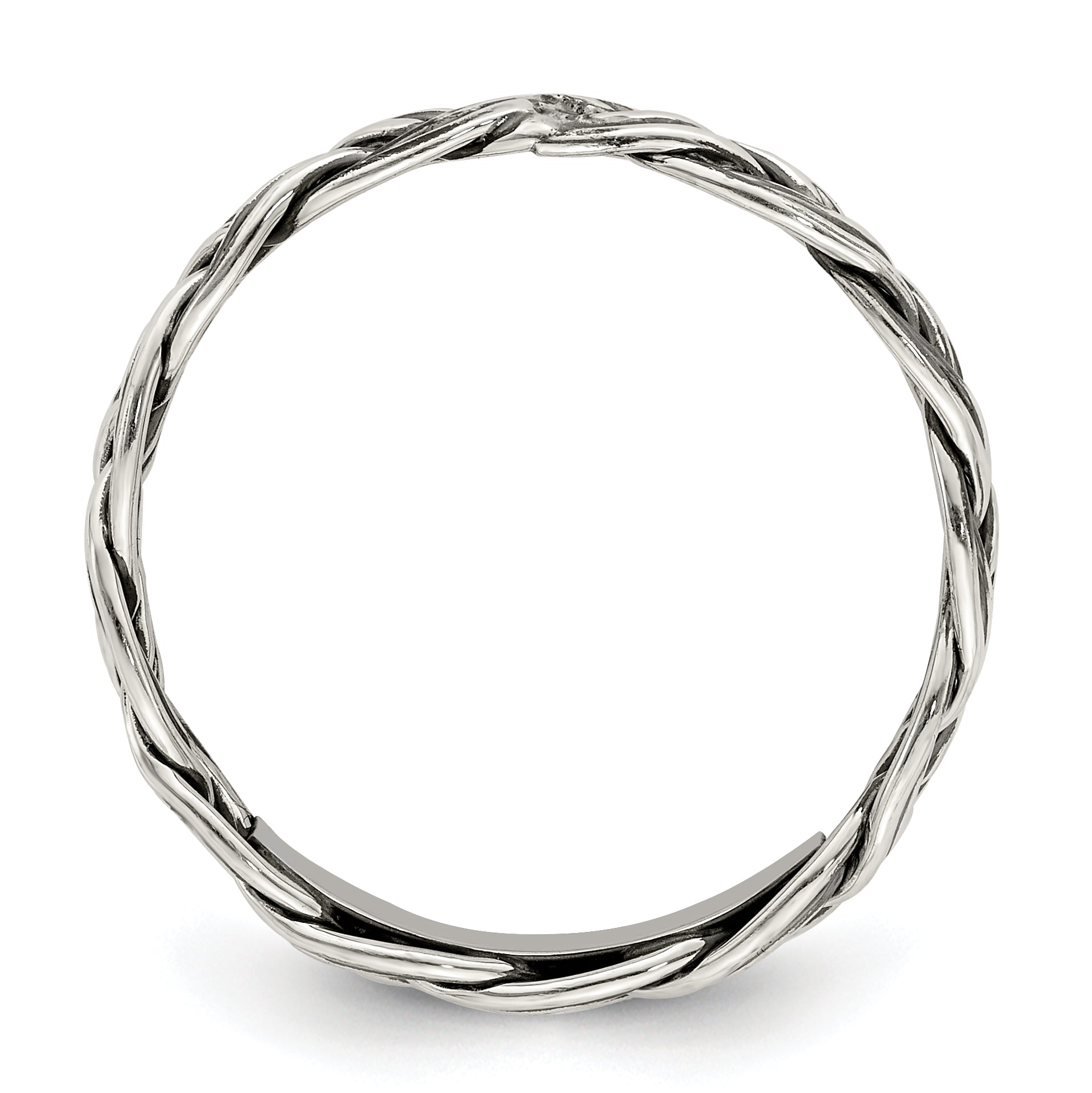 Sterling Silver Antiqued Weave 3.5mm Women'S Ring