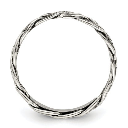 Sterling Silver Antiqued Weave 3.5mm Women'S Ring