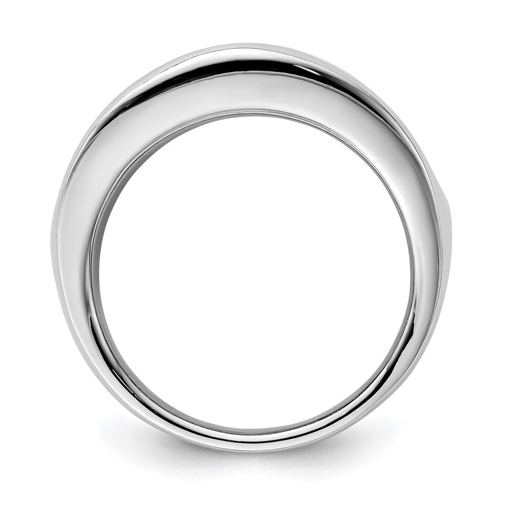 Sterling Silver Rhodium Plated Textured And Polished Ring