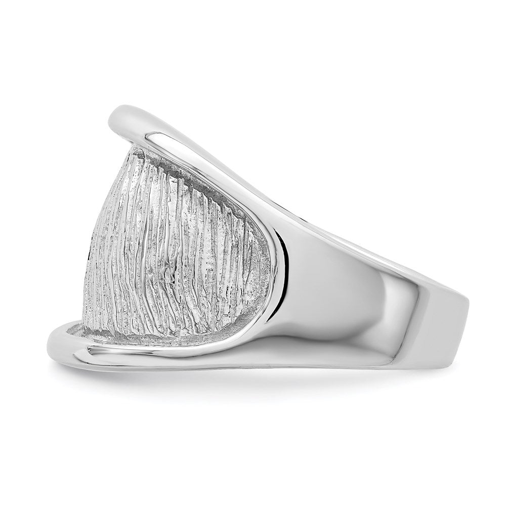 Sterling Silver Rhodium Plated Textured And Polished Ring
