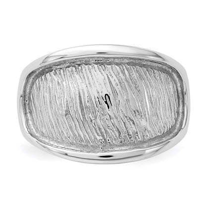 Sterling Silver Rhodium Plated Textured And Polished Ring