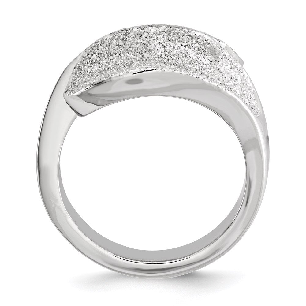 Sterling Silver Rhodium Plated Laser Cut Fancy Ring