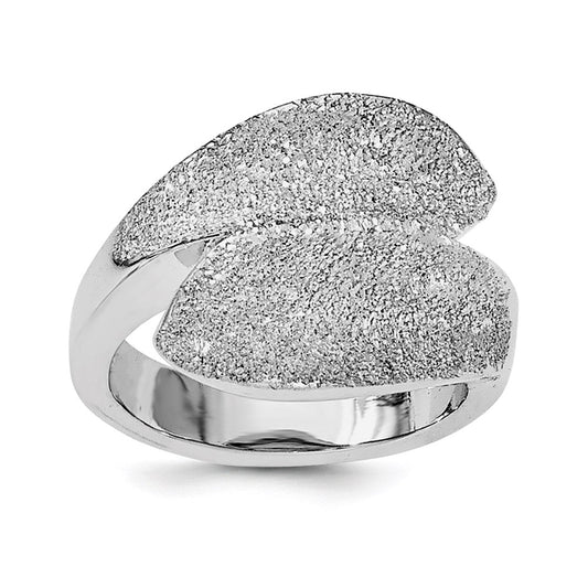 Sterling Silver Rhodium Plated Laser Cut Fancy Ring