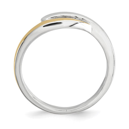 Gold Plated Sterling Silver 9K Accent Polished & Satin Ring