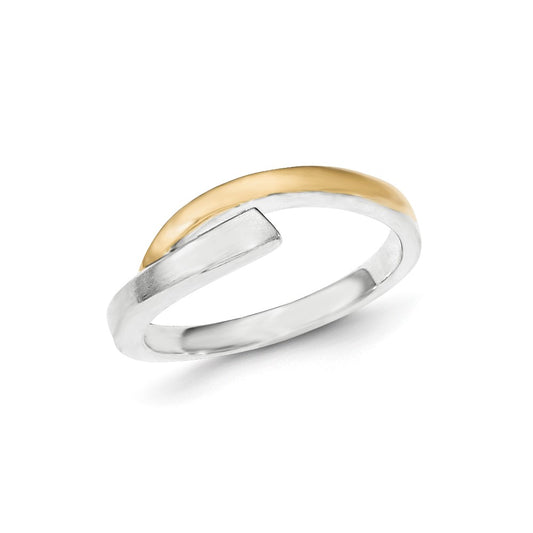 Gold Plated Sterling Silver 9K Accent Polished & Satin Ring