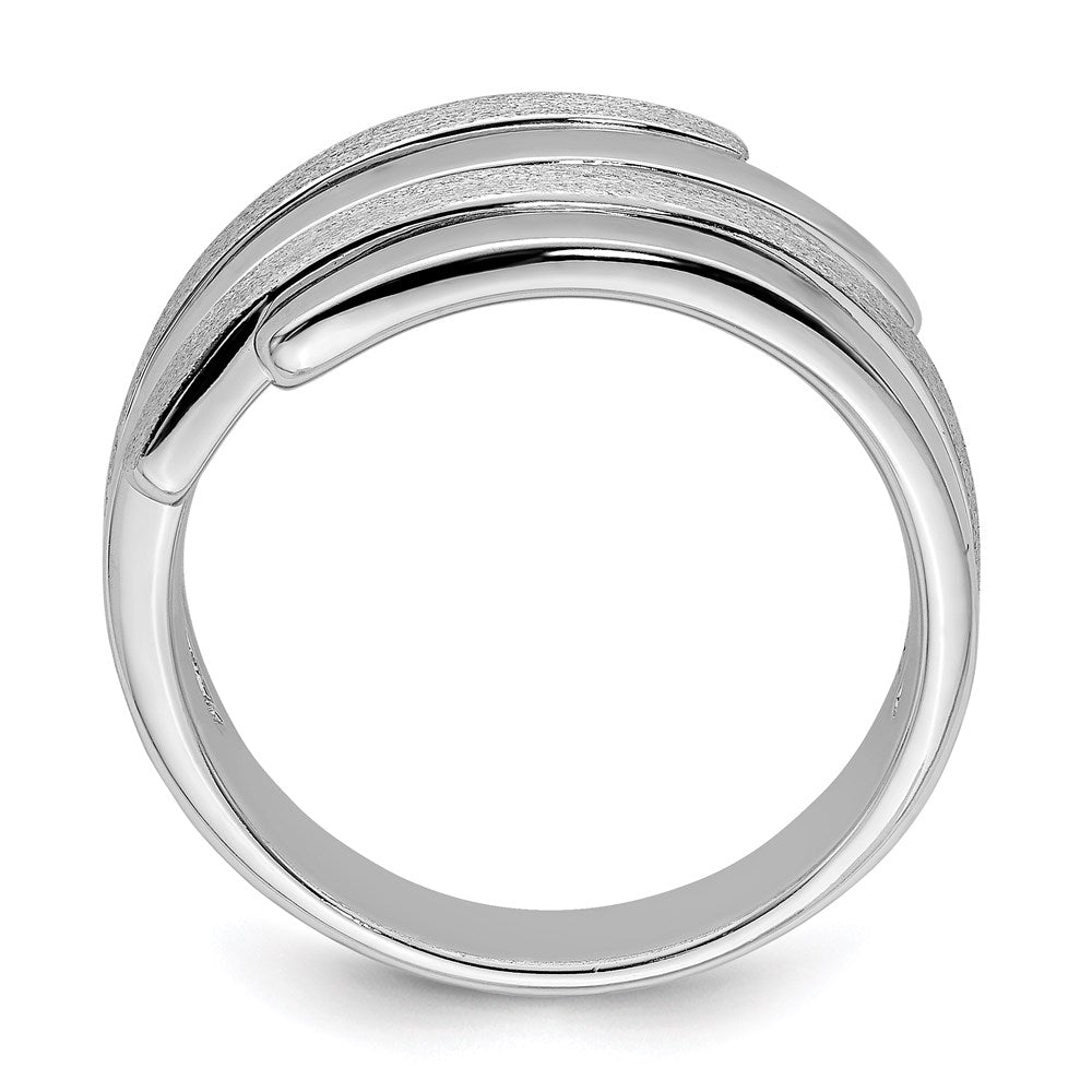 Sterling Silver Rhodium Plated Polished And Brushed Ring