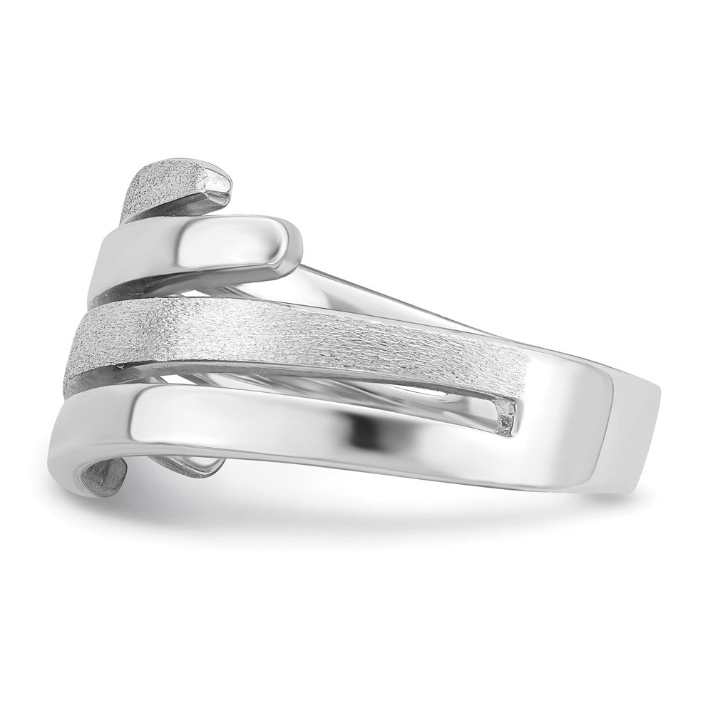 Sterling Silver Rhodium Plated Polished And Brushed Ring