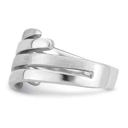Sterling Silver Rhodium Plated Polished And Brushed Ring