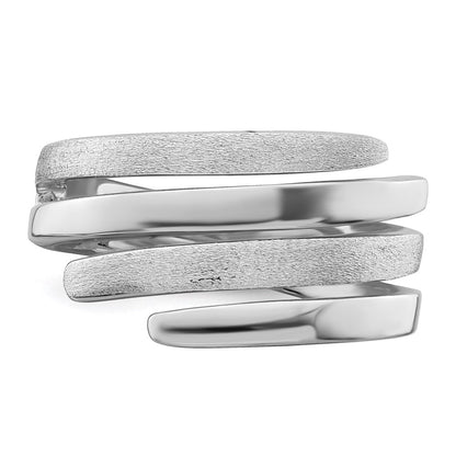 Sterling Silver Rhodium Plated Polished And Brushed Ring