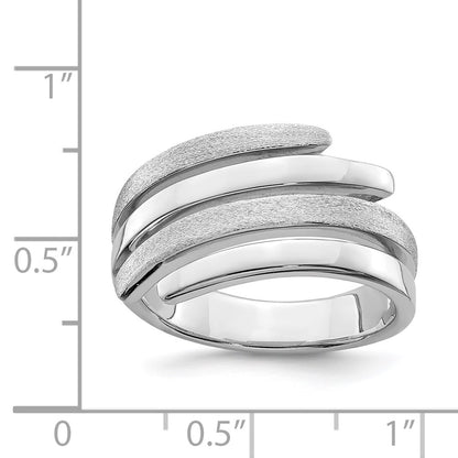 Sterling Silver Rhodium Plated Polished And Brushed Ring