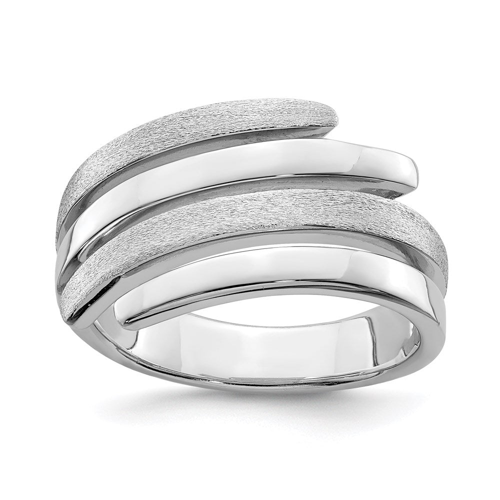 Sterling Silver Rhodium Plated Polished And Brushed Ring