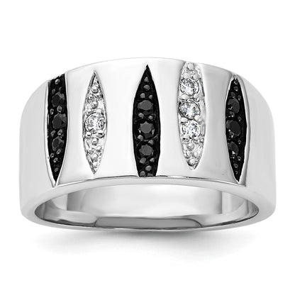 Sterling Silver Black & White Cz Ring