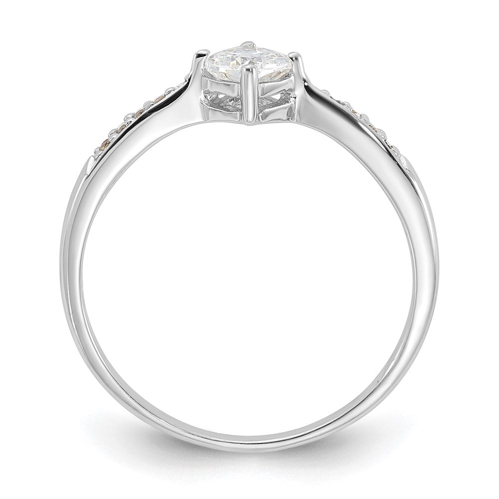 Sterling Silver Rhodium Plated Polished And Square Shaped Cz Ring