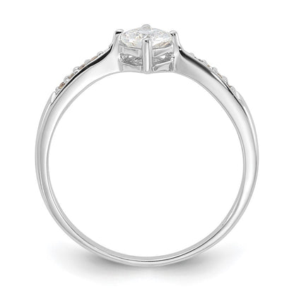 Sterling Silver Rhodium Plated Polished And Square Shaped Cz Ring