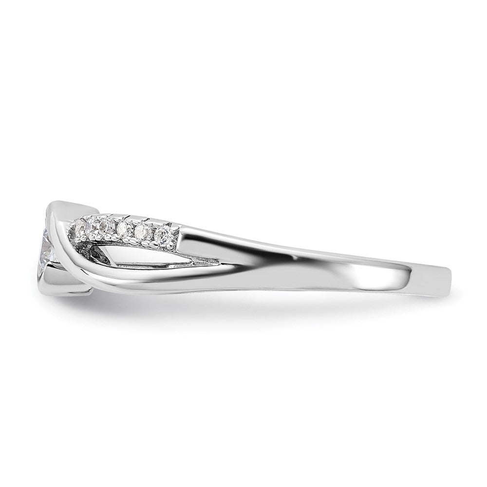 Sterling Silver Rhodium Plated & Cz Ring