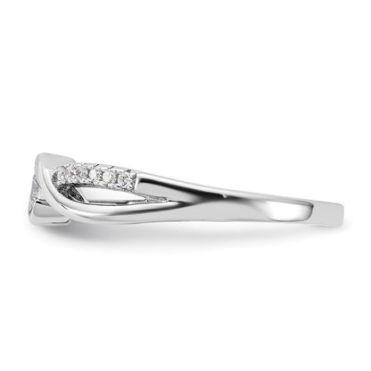 Sterling Silver Rhodium Plated & Cz Ring