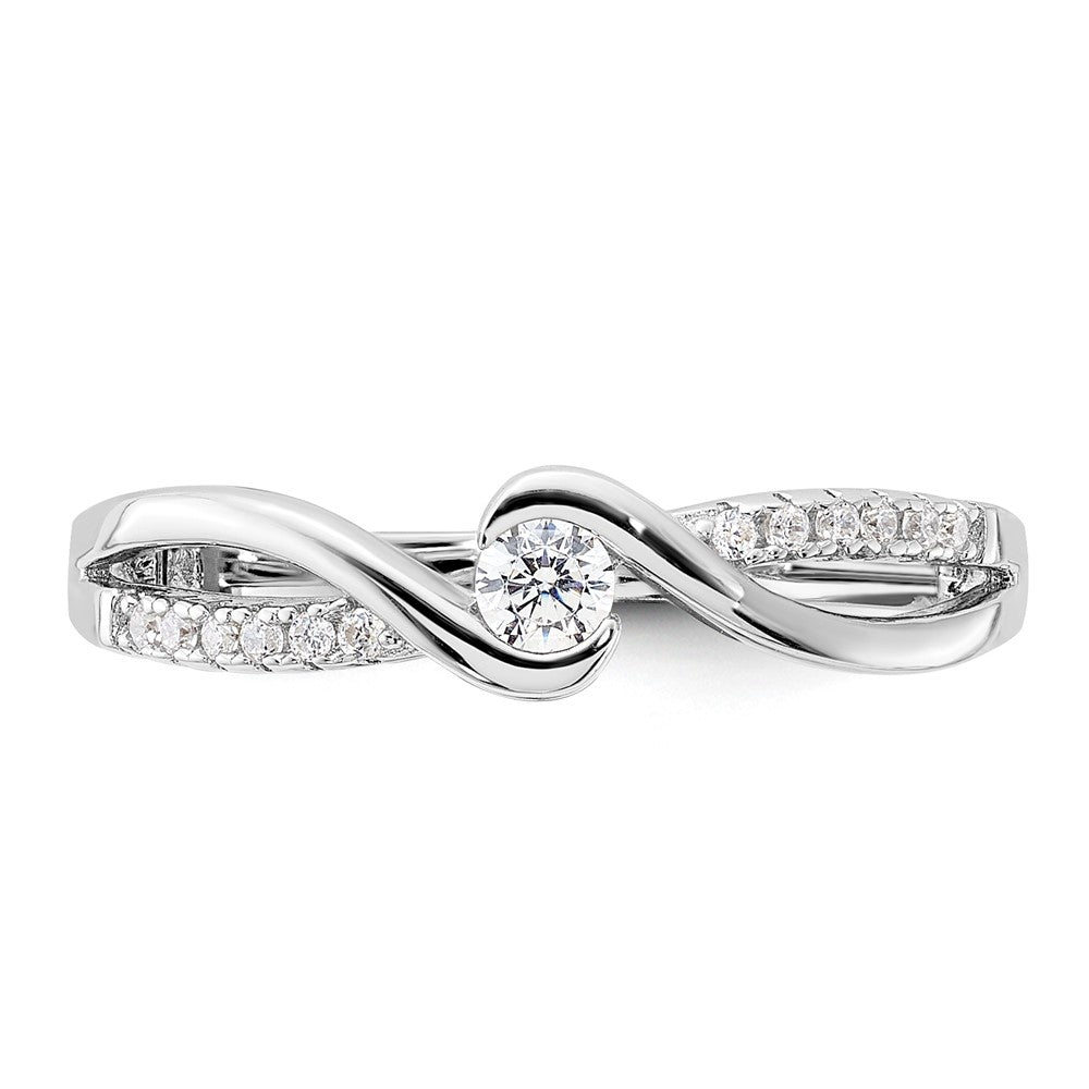 Sterling Silver Rhodium Plated & Cz Ring