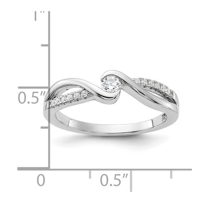 Sterling Silver Rhodium Plated & Cz Ring