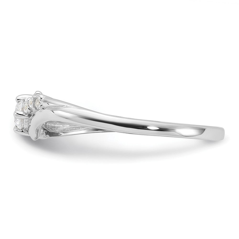 Sterling Silver Rhodium Plated And Cz Ring