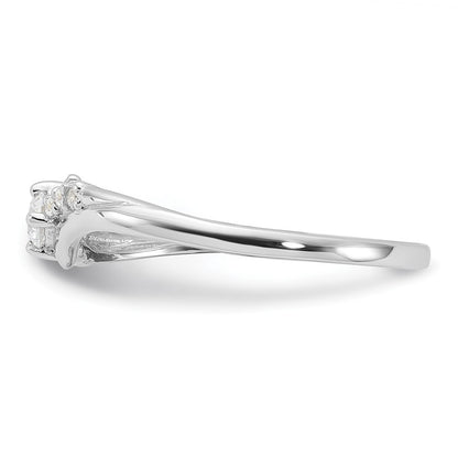 Sterling Silver Rhodium Plated And Cz Ring
