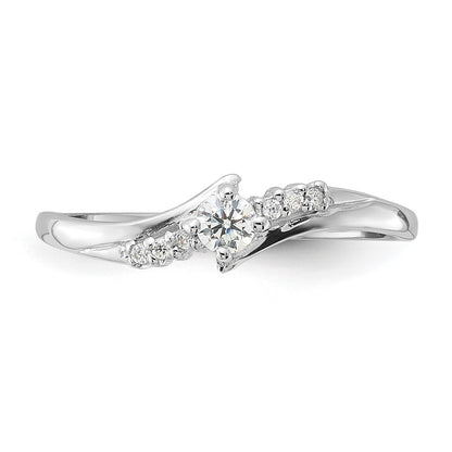 Sterling Silver Rhodium Plated And Cz Ring