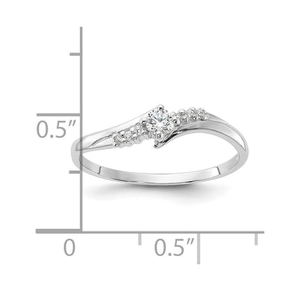 Sterling Silver Rhodium Plated And Cz Ring