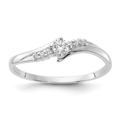 Sterling Silver Rhodium Plated And Cz Ring
