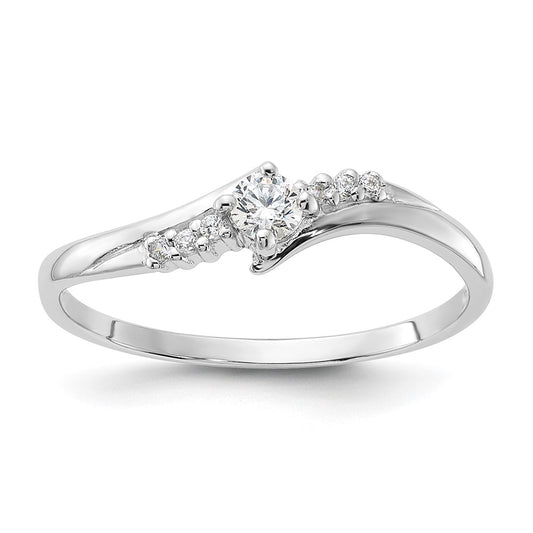 Sterling Silver Rhodium Plated And Cz Ring