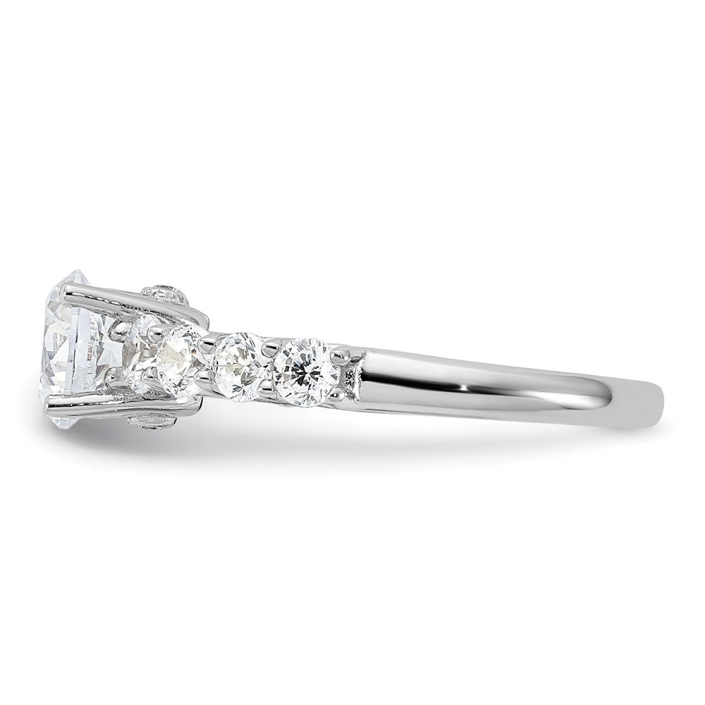 Sterling Silver Pure Fire Rhodium Plated Polished & Cz Ring